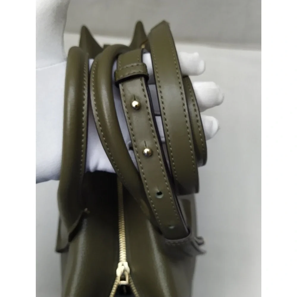 Michael Kors Rollins Olive Green Pebbled Leather Double Handles Satchel Bag